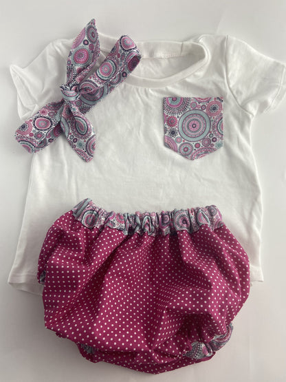 Pack Camiseta, Cubrepañal Reversible y Diadema